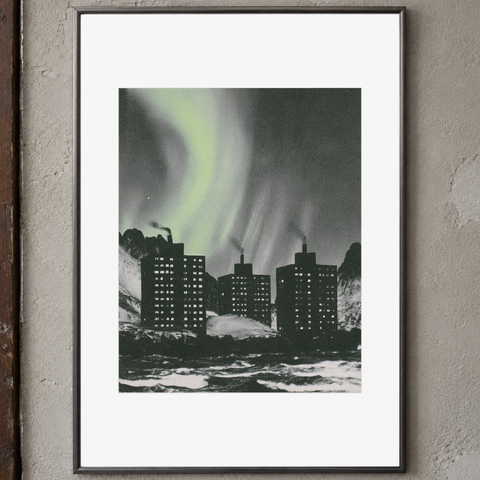 Cadence Print, A4: 21 × 29.7 cm paper with centered artwork and border, close framed view. Frame shown for display only.