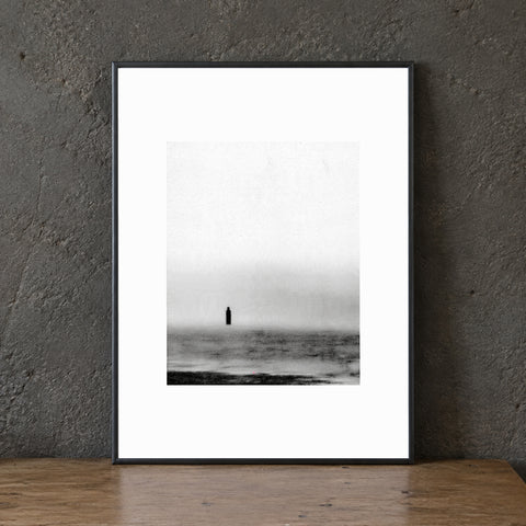 Point Print, 30 × 40 cm paper with centered artwork and border, framed leaning view. Frame shown for display only.